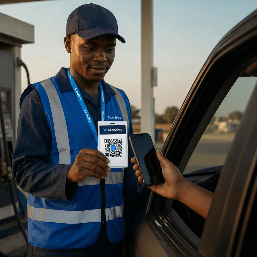 Petrol attendants being paid by QR code scan